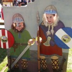 Ciaran and August in Viking poses