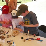 Ciaran and August working on their cork Vikings