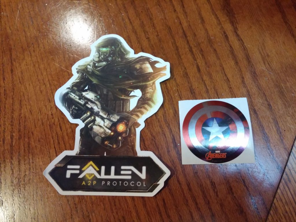 2016 april geek fuel avengers sticker and game